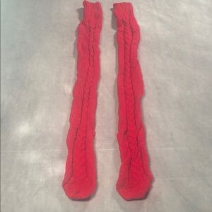Red Cable Knit Leg Warmers